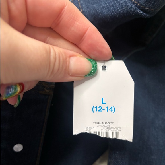 Time and Tru Women's Dark Wash Denim Jean Jacket Size Large 12-14 New Trucker - Picture 5 of 7